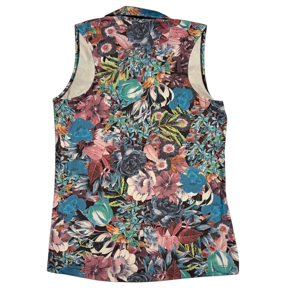 Nike Dri-FIT Sleeveless Golf Polo Women's Small Tropical Floral Print